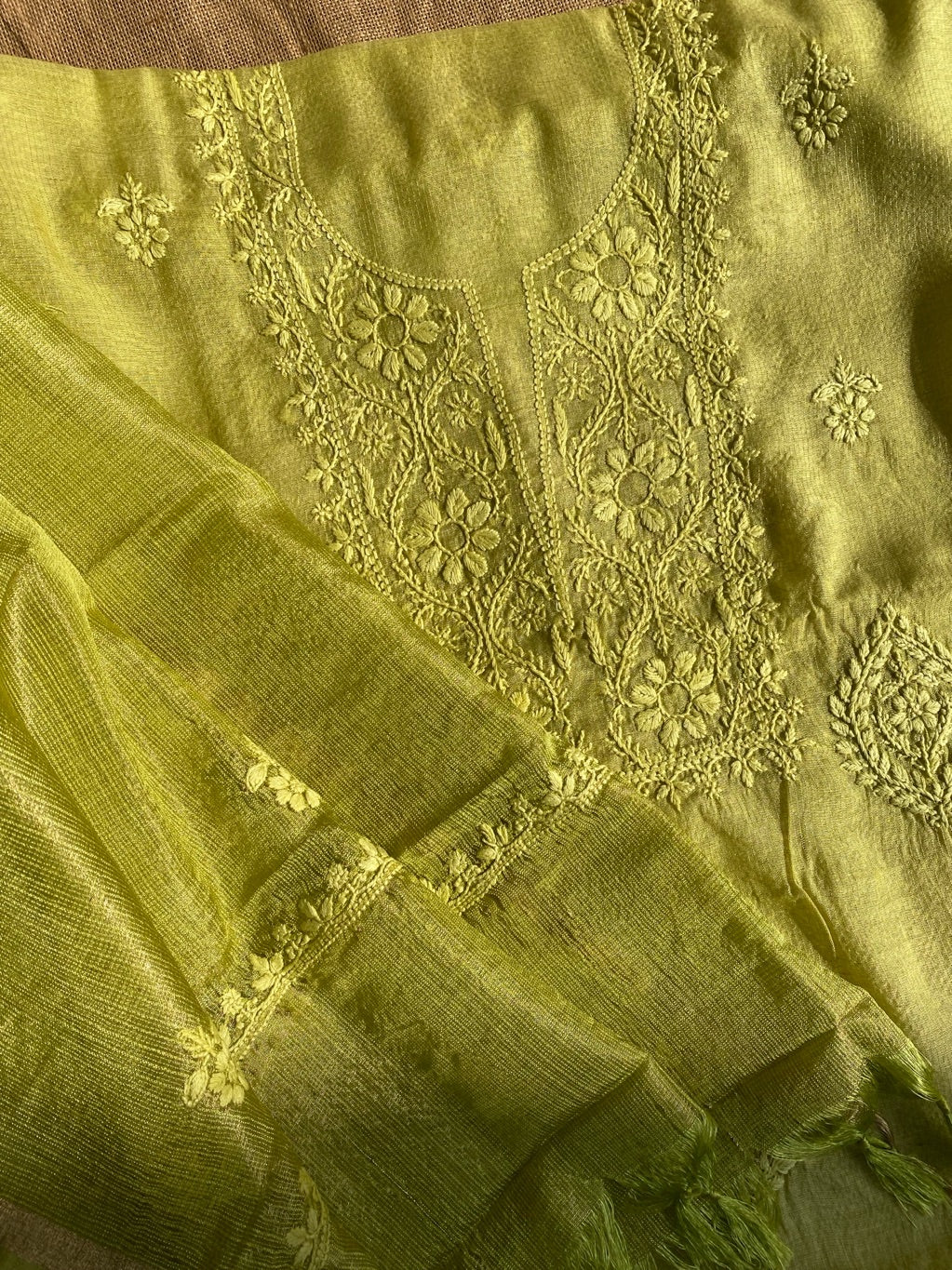 Dhani Chikankari Chanderi Unstiched Dress