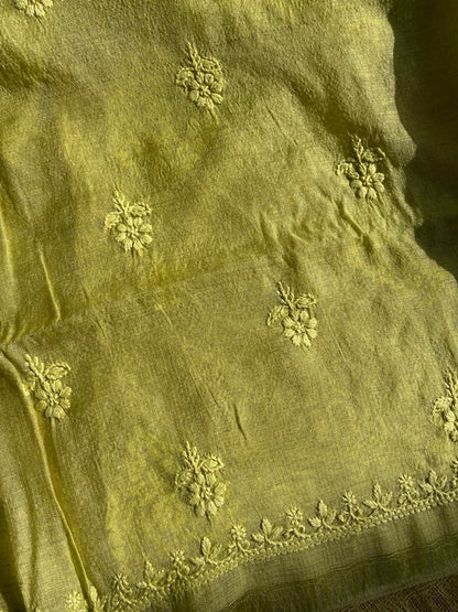 Dhani Chikankari Chanderi Unstiched Dress - Famous Chikankari