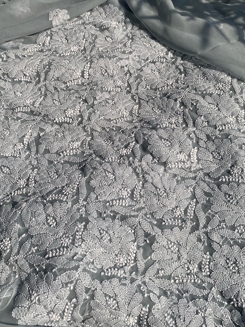 Grey Chikankari Georgette Unstiched Dress