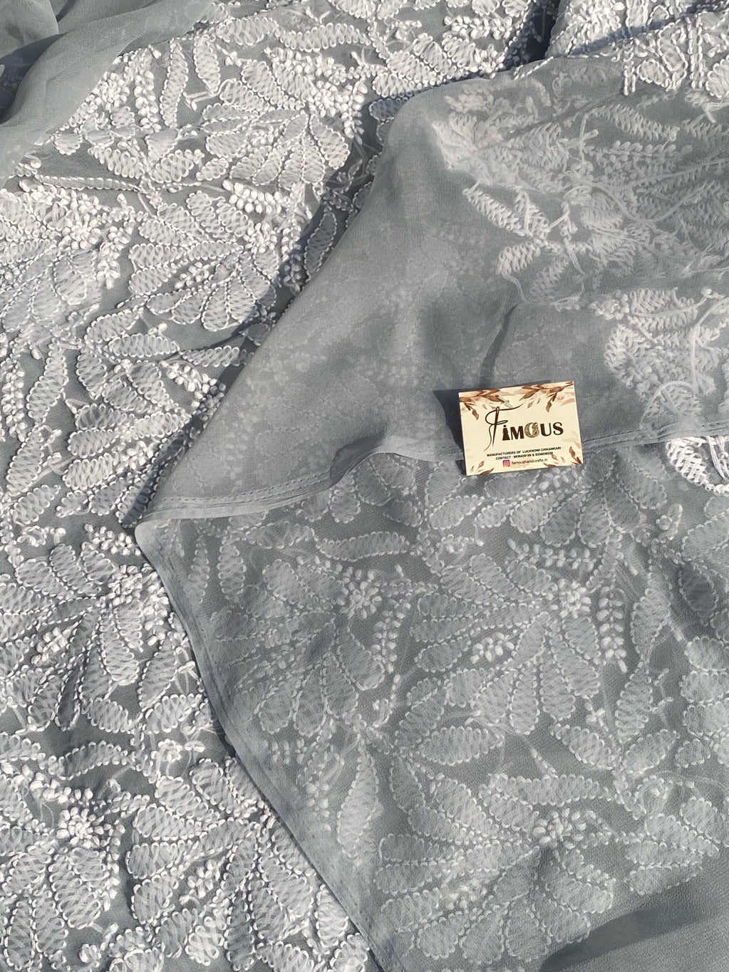 Grey Chikankari Georgette Unstiched Dress