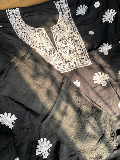 Soft Modal Chikankari Unstiched Dress Material - Unstiched - Famous Chikankari