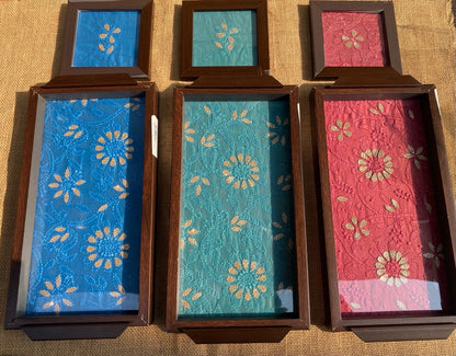 Chikankari Tray With Two Coaster Set - Famous Chikankari