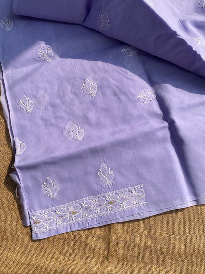 Purple Chikankari Jaalwork Unstitched Dress - Famous Chikankari