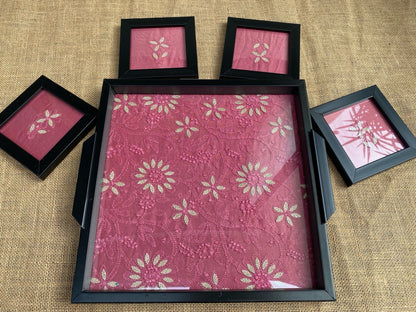 Chikankari Tray With Four Coaster Set - Famous Chikankari