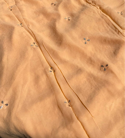 Peach Chikankari Gotapatti Viscose Unstitched Dress - Famous Chikankari