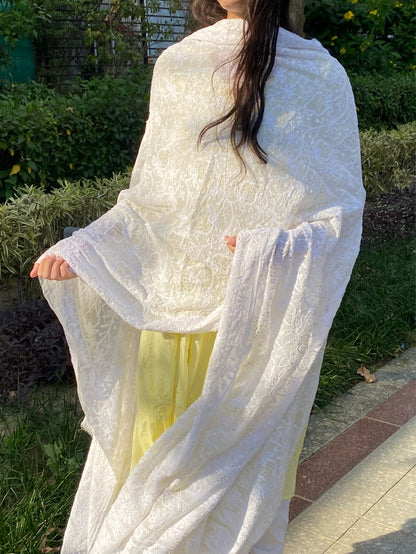 Suroor Chikankari Mukaish Jaalwork Dupatta - Famous Chikankari