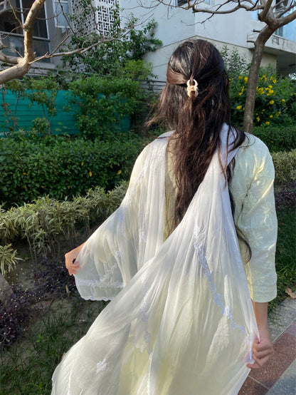 Suroor Chikankari Cheffon Charidar Dupatta - Famous Chikankari