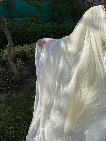 Suroor Chikankari Cheffon Charidar Dupatta - Famous Chikankari