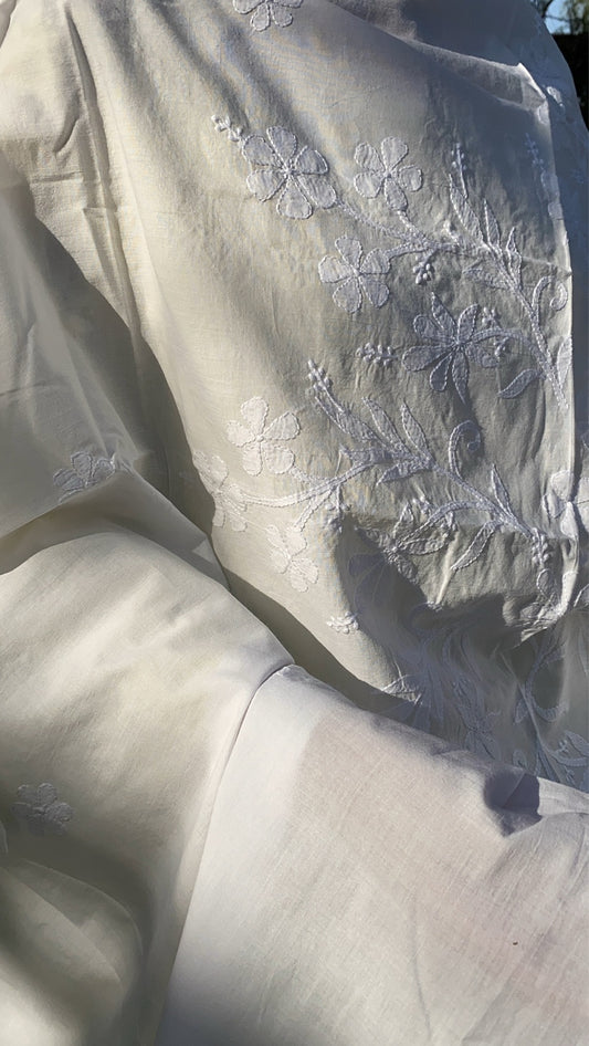 Suroor Chikankari Mulmul Designer Dupatta - Famous Chikankari