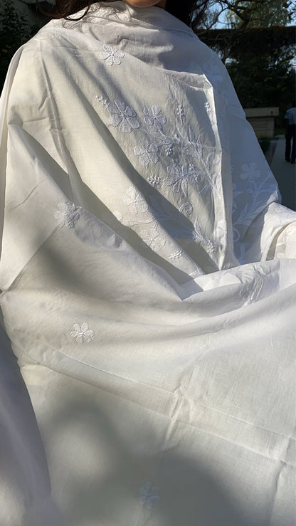 Suroor Chikankari Mulmul Designer Dupatta - Famous Chikankari
