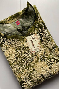 Anaya Chikankari Reyon Goldprint Long Kurti