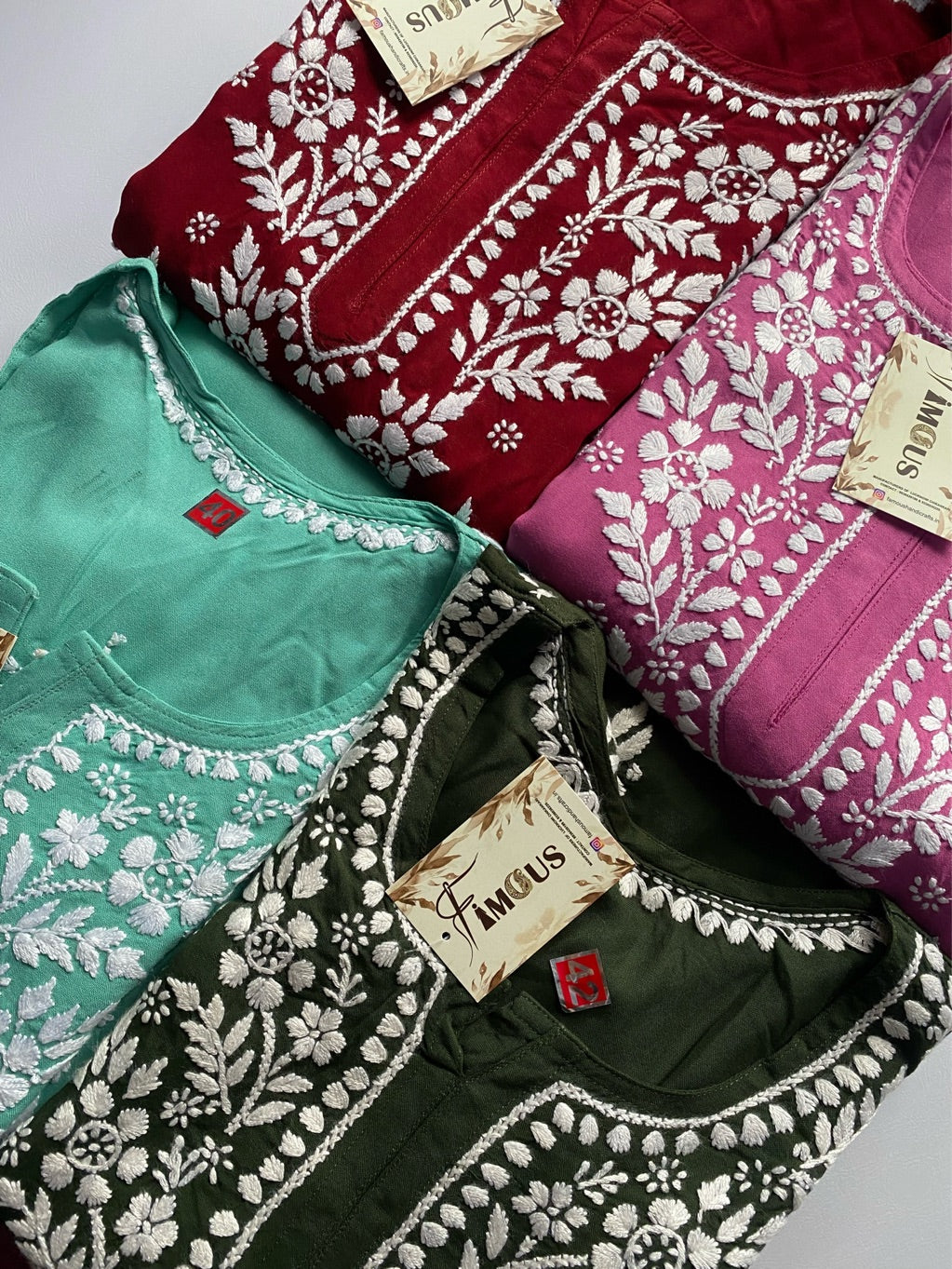 Hafsa Chikankari Premium Reyon Kurtis