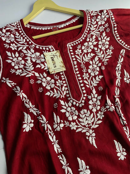 Hafsa Chikankari Premium Reyon Kurtis - Famous Chikankari
