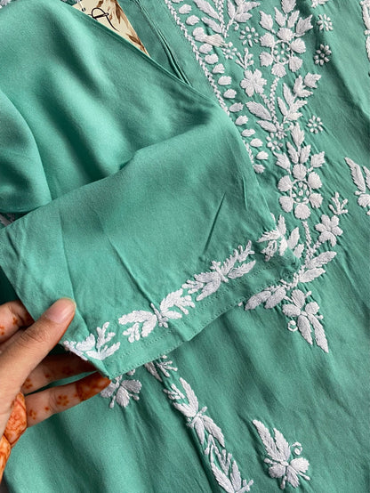 Hafsa Chikankari Premium Reyon Kurtis - Famous Chikankari