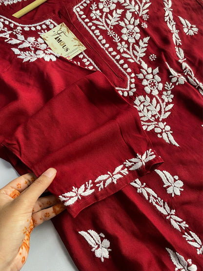 Hafsa Chikankari Premium Reyon Kurtis - Famous Chikankari