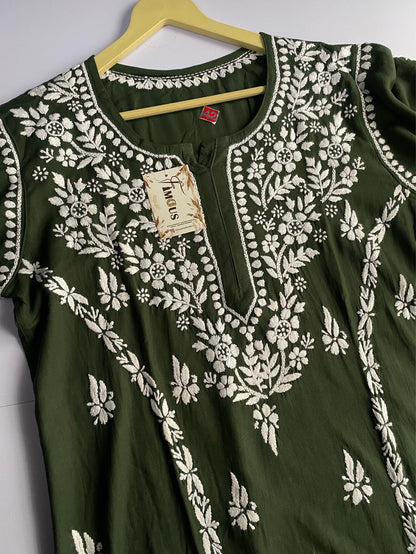 Hafsa Chikankari Premium Reyon Kurtis - Famous Chikankari