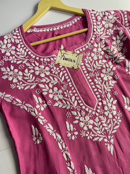 Hafsa Chikankari Premium Reyon Kurtis - Famous Chikankari