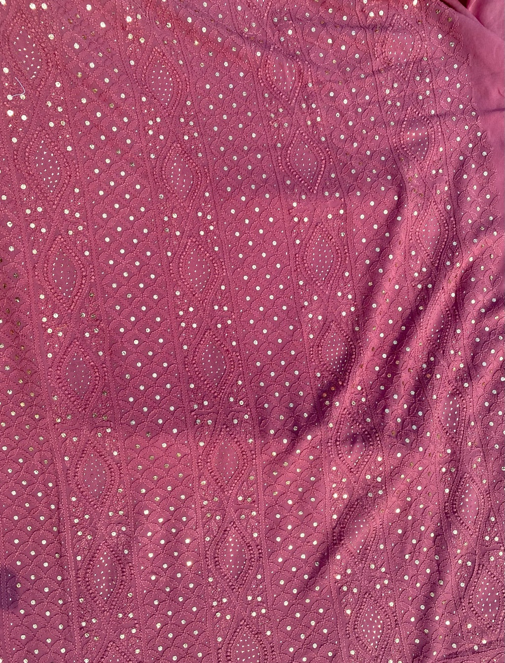 Onion Pink Chikankari Mukaish Viscose Unstiched Dress