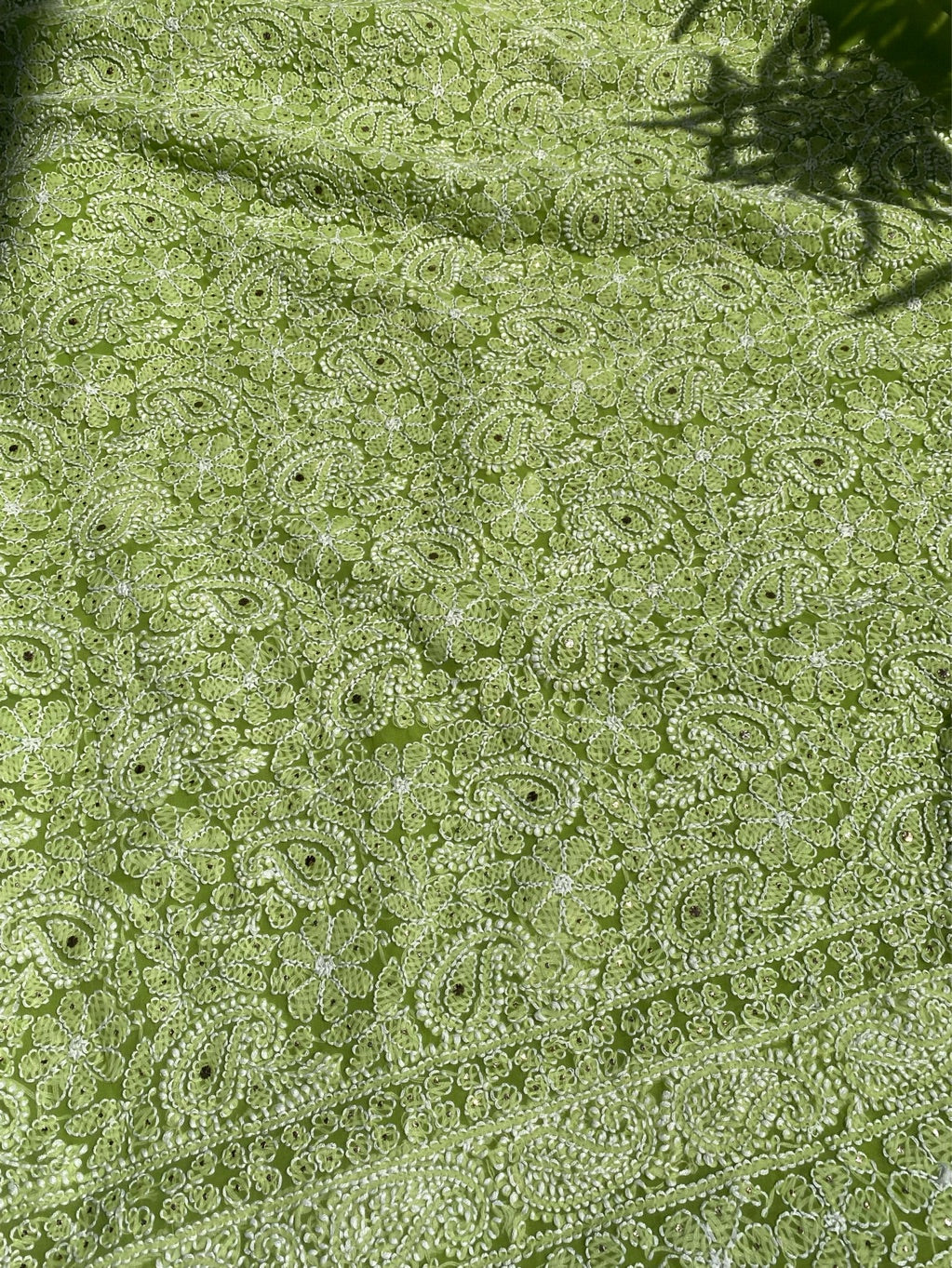 Green Chikankari Georgette Unstiched Dress