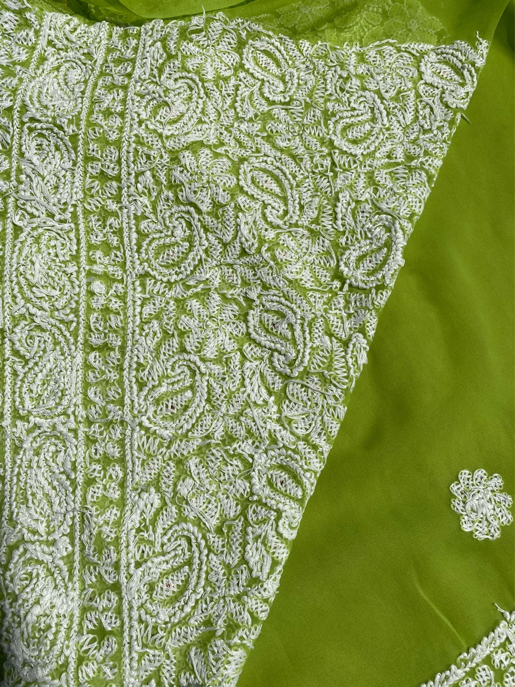 Green Chikankari Georgette Unstiched Dress