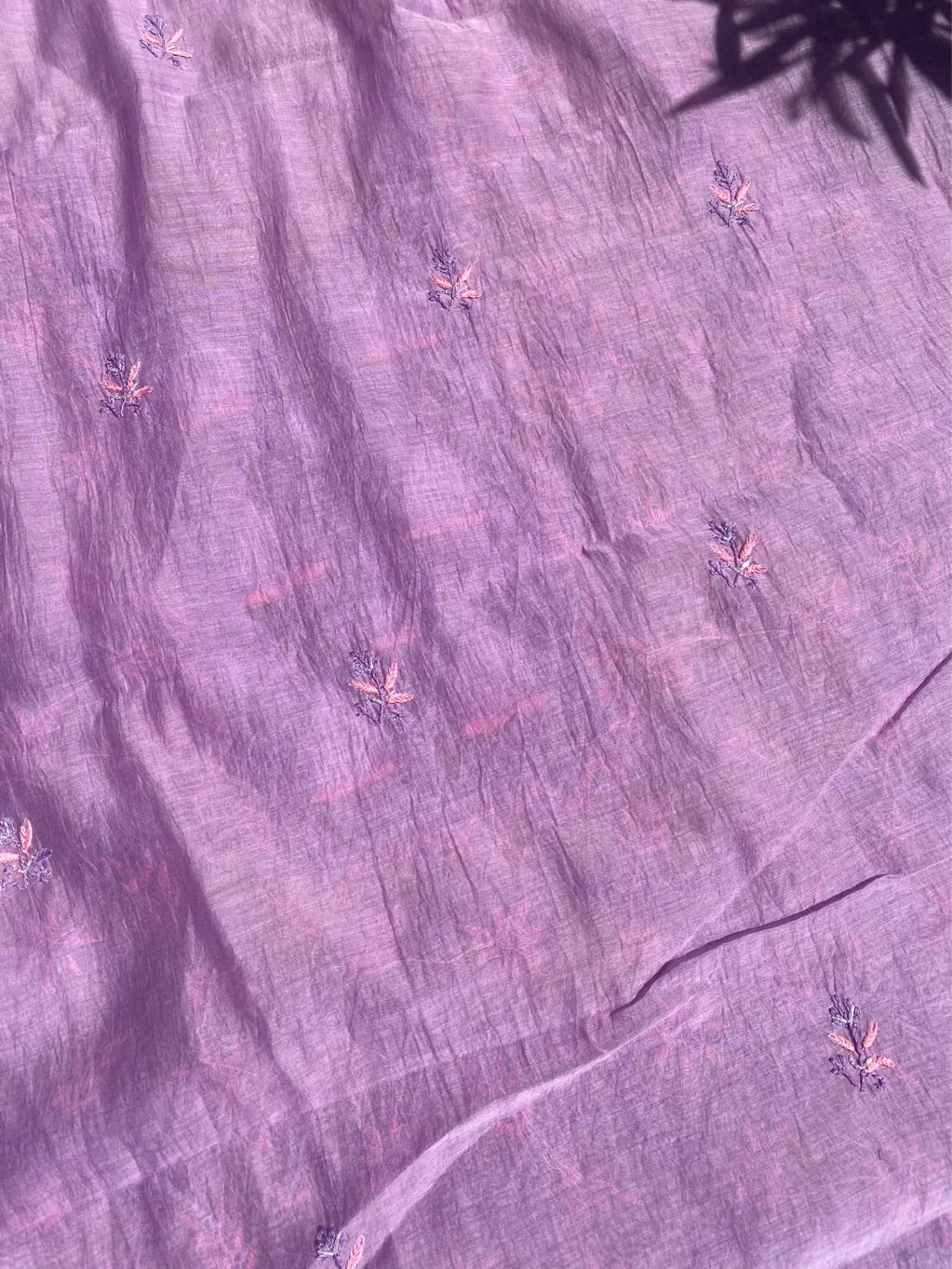 Purple Chikankari Jaal Work Unstiched Kurta Dupatta Set