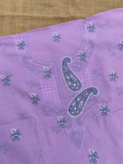 Purple Chikankari Unstiched Cotton Dress Material - Famous Chikankari
