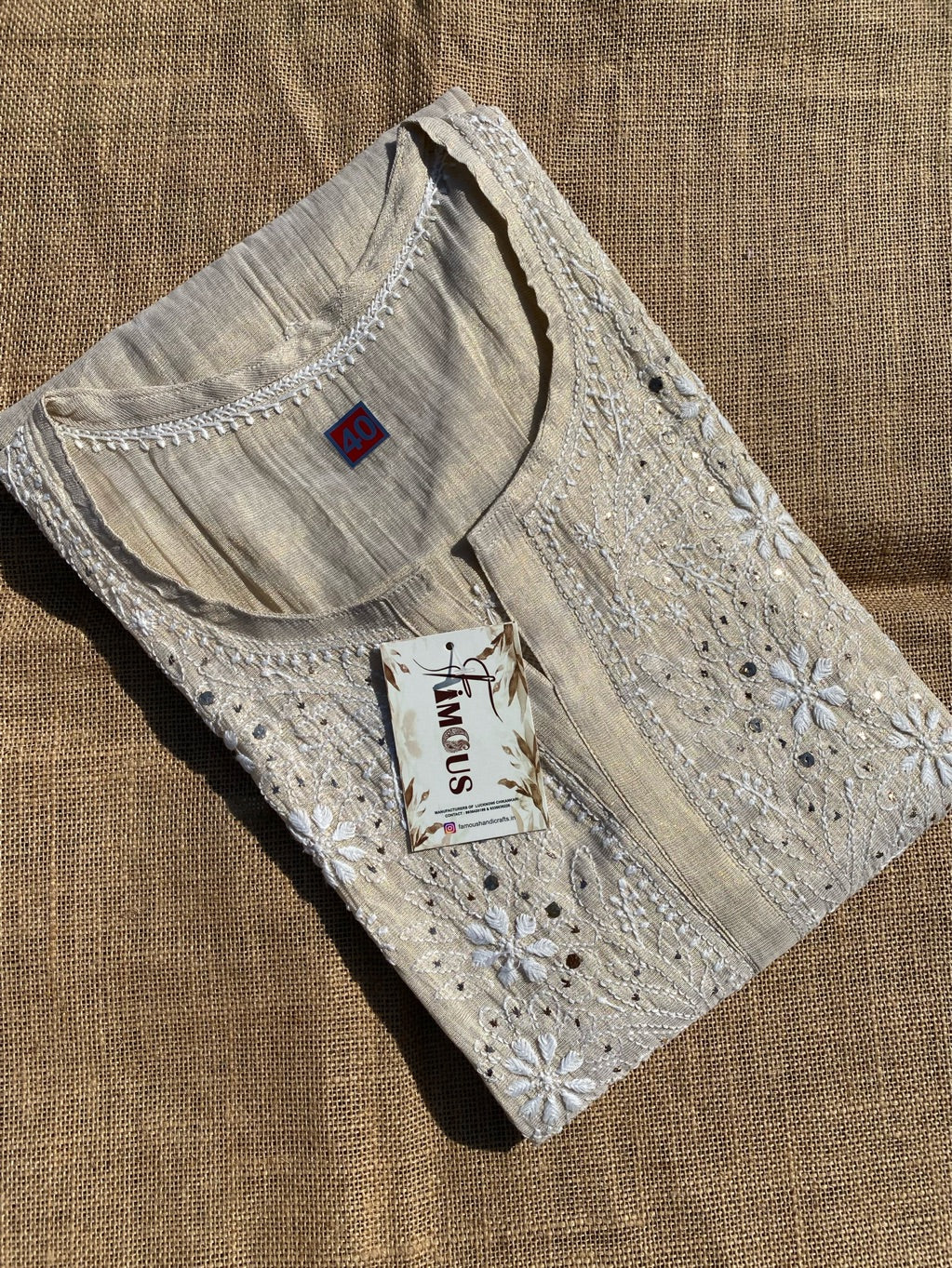 Mehek Chikankari Pure Tissue Straight Long Kurta