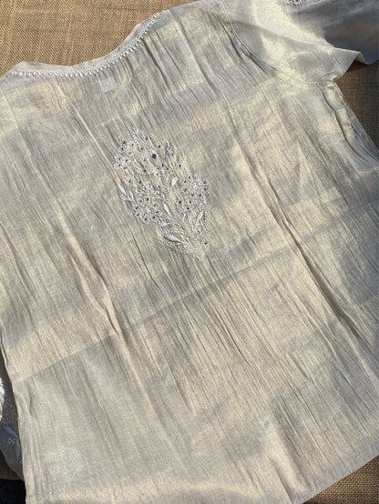Mehek Chikankari Pure Tissue Straight Long Kurta - Famous Chikankari