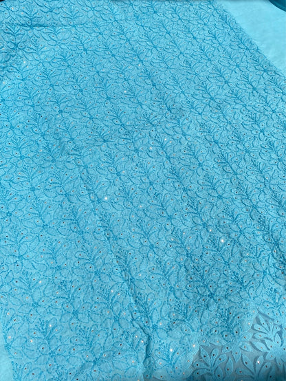 Naaz Chikankari Netpatch Unstitched Kurta - Famous Chikankari