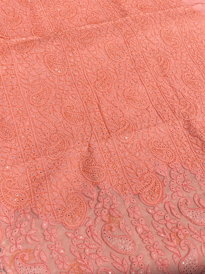Naaz Chikankari Netpatch Unstitched Kurta - Famous Chikankari