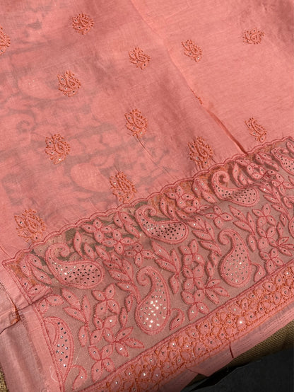 Naaz Chikankari Netpatch Unstitched Kurta - Famous Chikankari