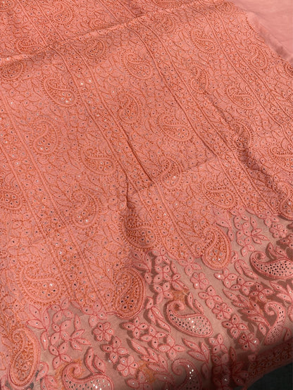 Naaz Chikankari Netpatch Unstitched Kurta - Famous Chikankari