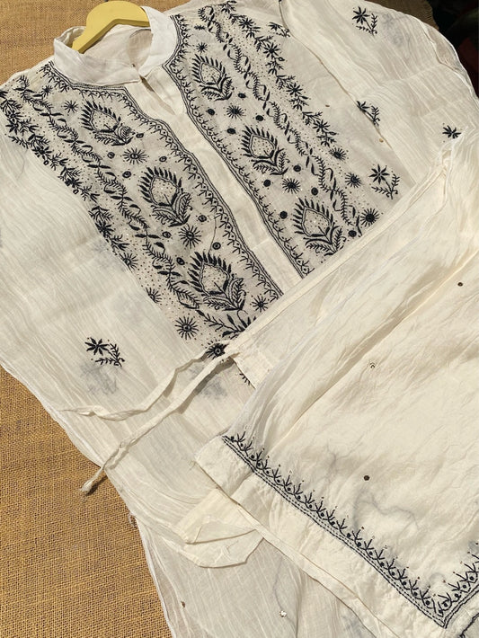 Tamanna Black embroidered Chikankari Semi Stiched Coord Set