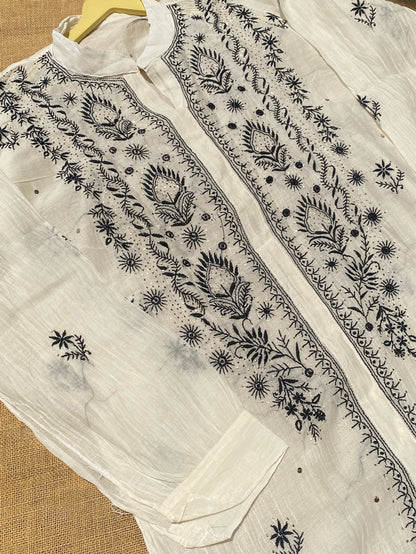 Tamanna Black embroidered Chikankari Semi Stitched Coord Set - Famous Chikankari