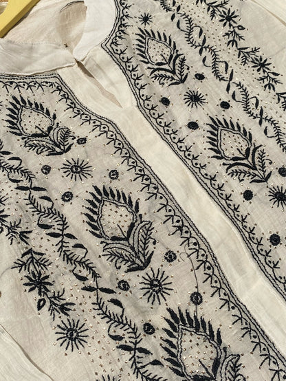 Tamanna Black embroidered Chikankari Semi Stitched Coord Set - Famous Chikankari