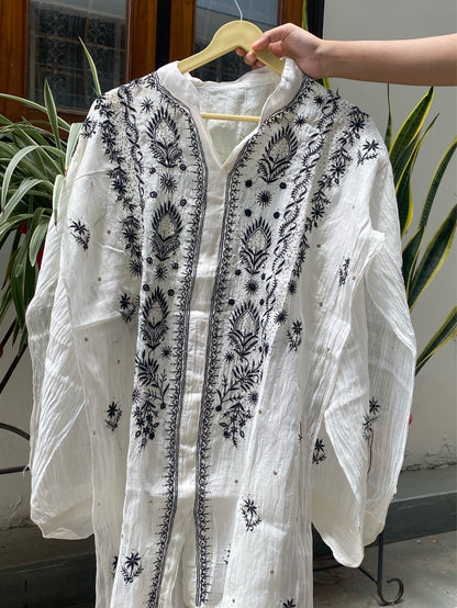 Tamanna Black embroidered Chikankari Semi Stitched Coord Set - Famous Chikankari