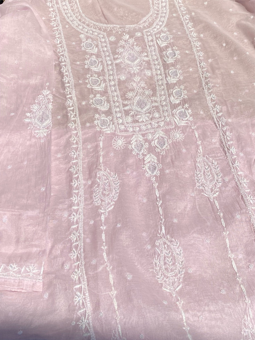 Soft Pastels Mul Chanderi Unstiched Kurta Dupatta