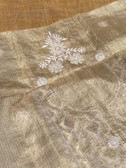 Pure Tissue Chikankari Unstitched Kurta Dupatta - Famous Chikankari
