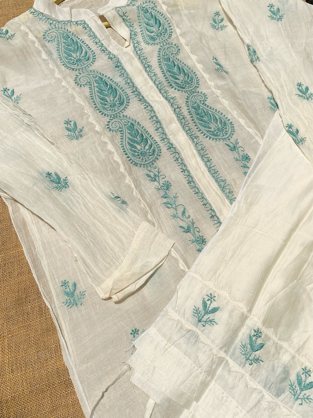 Tamanna Firozi embroidered Chikankari Semi Stitched Coord Set - Famous Chikankari