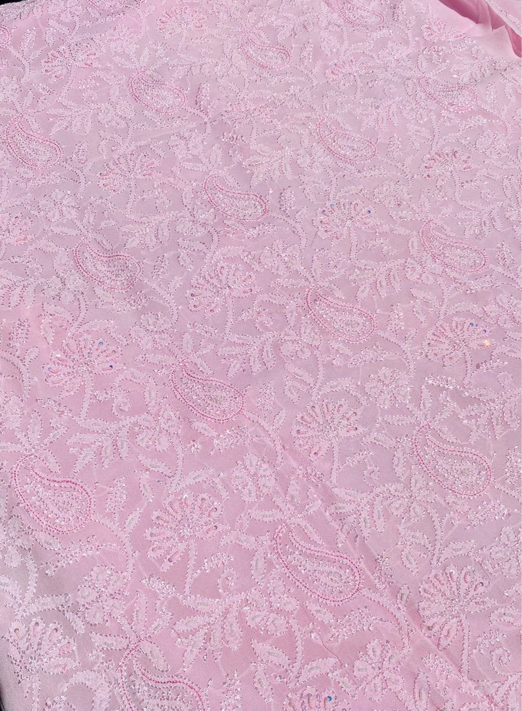 Pink Chikankari Jaalwork Viscose Unstitched Dress