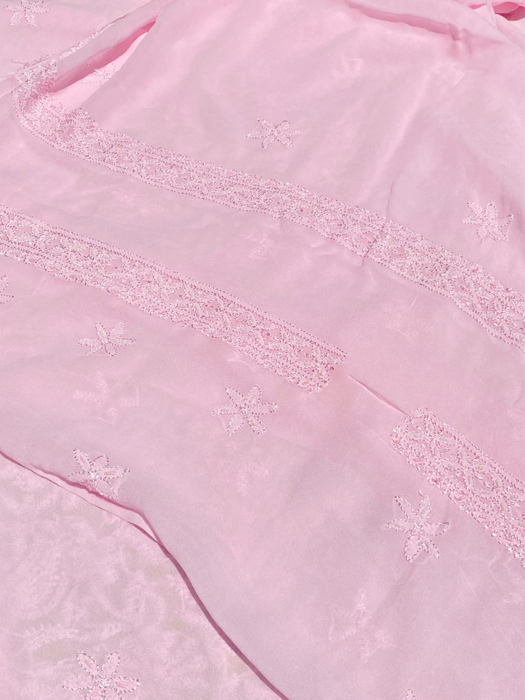 Pink Chikankari Jaalwork Viscose Unstitched Dress
