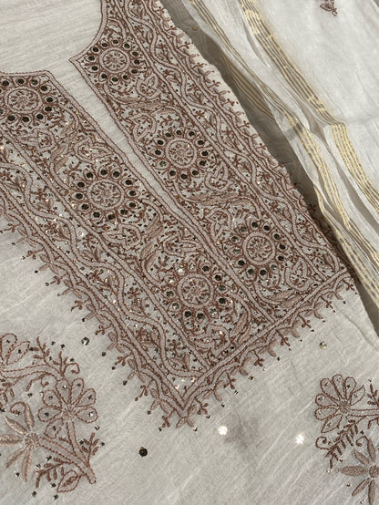 Noor-e-Mulmul Chikankari Unstiched Sets - Famous Chikankari