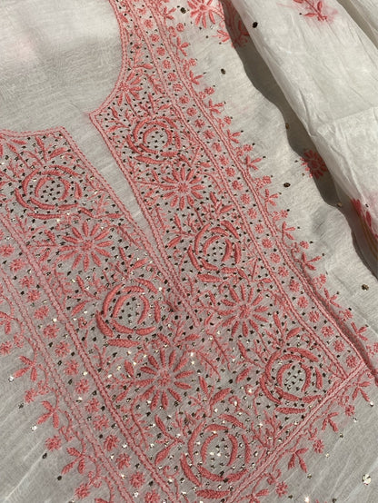 Noor-e-Mulmul Chikankari Unstiched Sets - Famous Chikankari