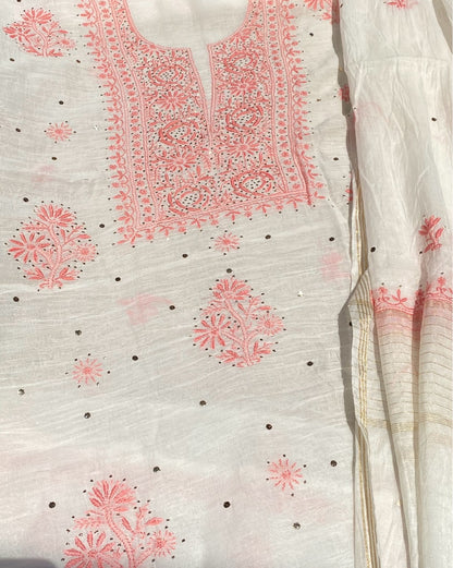 Noor-e-Mulmul Chikankari Unstiched Sets - Famous Chikankari