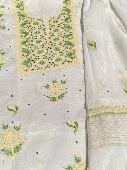 Noor-e-Mulmul Chikankari Unstiched Sets - Famous Chikankari