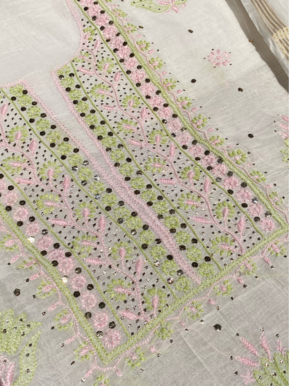 Noor-e-Mulmul Chikankari Unstiched Sets - Famous Chikankari