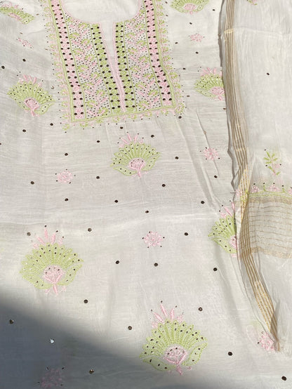 Noor-e-Mulmul Chikankari Unstiched Sets - Famous Chikankari