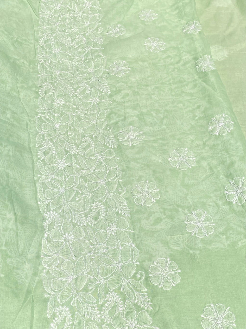 Traditional Seagreen Chikankari Jaalwork Unstiched Dress