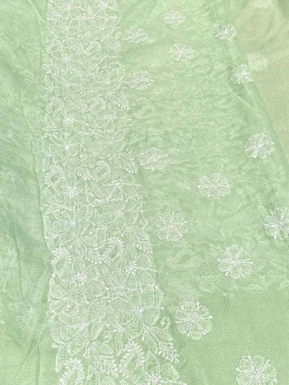 Traditional Seagreen Chikankari Jaalwork Unstiched Dress - Famous Chikankari