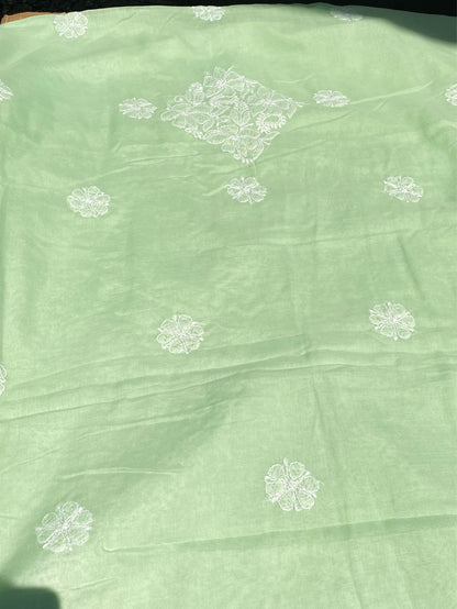 Traditional Seagreen Chikankari Jaalwork Unstiched Dress - Famous Chikankari